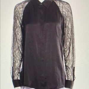 Elegant Black Lace Sleeve Women's Top
